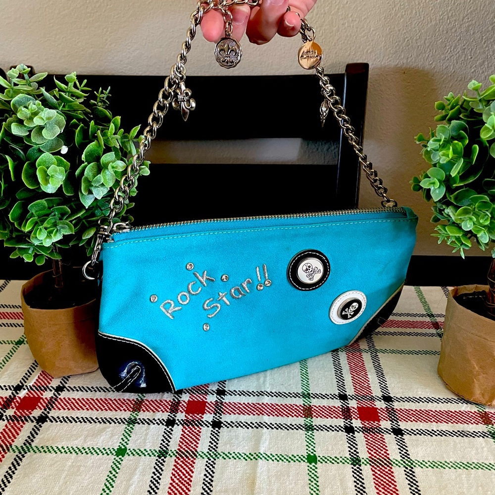 Kathy Van Zeeland Teal rockstar purse
